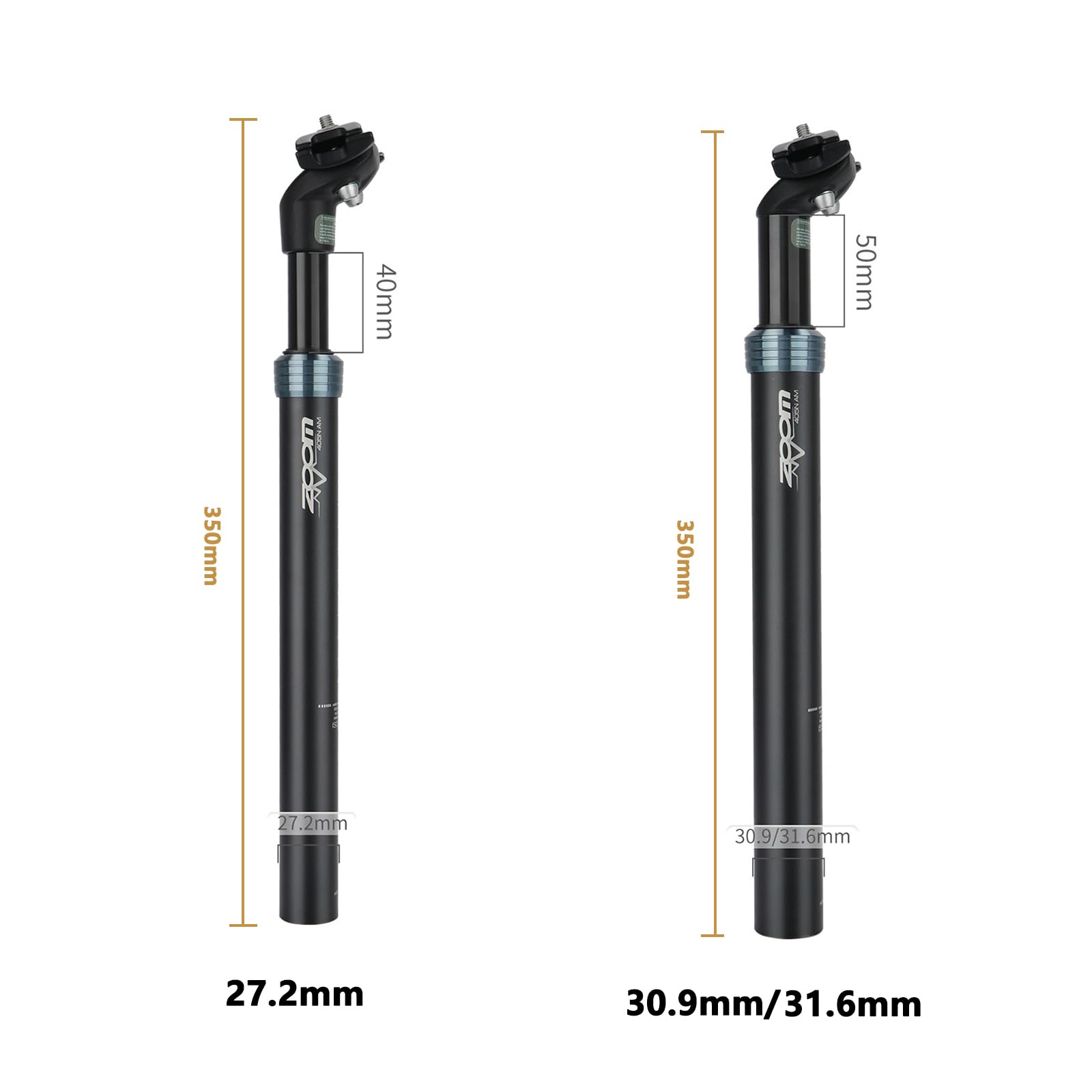 Tija de sillín de Bicicleta con suspensión, tija de sillín con Resorte, diámetro 27,2mm/30,8 mm/30,9mm/31,6 mm,Adecuada para Bicicletas eléctricas, Bicicletas de montaña, Bicicletas urbanas