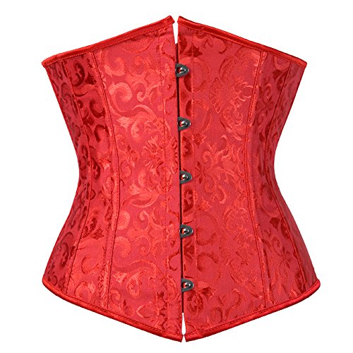 Grebrafan Corset et Broderies Serre Taille Gothique Femme (EU(28-30) XXS, Rouge)