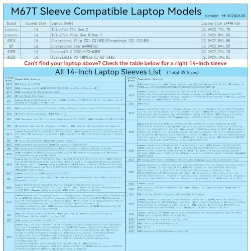 Image of Smatree M67T Hard Protective 14 inch Laptop Case for Lenovo /HP /ASUS /Acer | Compatible for Lenovo ThinkPad P14s /T14, for HP Chromebook 14a, ASUS Chromebook Flip, Acer ConceptD 3 /TravelMate(X8257T)