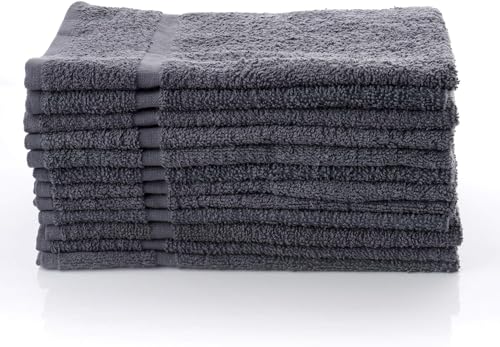 Image of Simpli-Magic Cotton Hand Towels 16 inchx27 inch (12 Pack) - Soft Towels for Bathroom, Kitchen, Salon & Gym (Gray)
