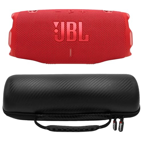 JBL Charge 6 - Paquete de altavoces portátiles impermeables con funda de fibra de carbono gSport (rojo)
