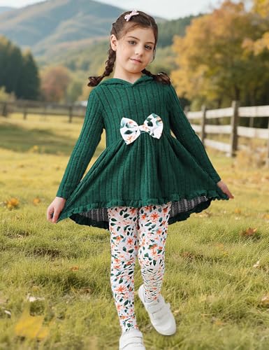 Kids4ever Girl Pant Set Fall 2Pcs Outfits Hoodies Top and Floral pants for 3-7Y3