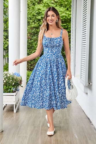 Image of Scarlet Darkness Women's Floral Midi Dress Corset Sundresses 2026 Summer Spring Vacation Milkmaid Dresses