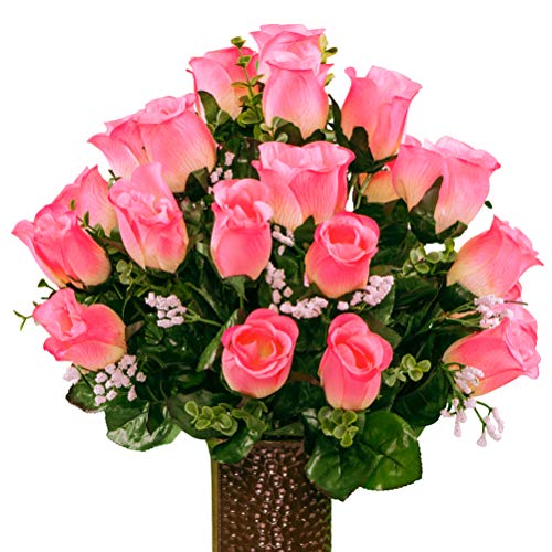 Sympathy Silks Artificial Cemetery Flowers - Realistic - Outdoor Grave Decorations - Non-Bleed