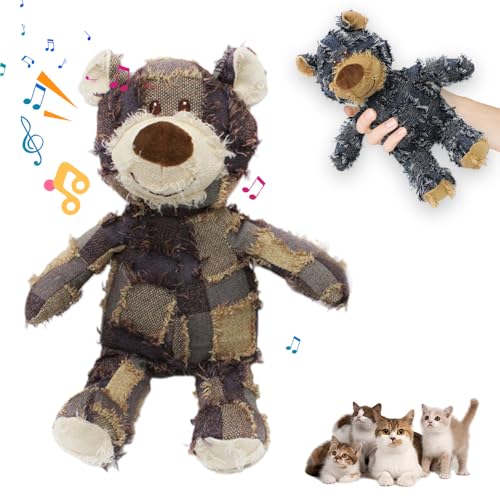 Generisch Unzerstörbares Hundespielzeug, 2026 Neu Hunde Robust Bear, 28CM Indestructible Robust Bear Süßes quietschendes Hundespielzeug Plüsch Kauspielzeug Für Kleine/Mittelgroße Hunde (Grau, S)