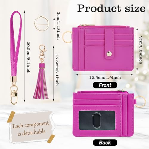 Image of KNGITRYI Small Wristlet Wallets for Women RFID Credit Card Holder Wallet Keychain Wristlet Wallet Credit Card Wallets for Women (Hot Pink)