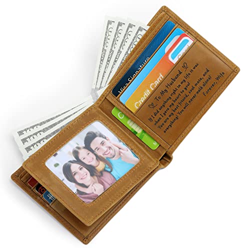 Engraved Leather Men’s Wallet-To My Husband-Men Gifts As Birthday Anniversary Valentine's Day Christmas2