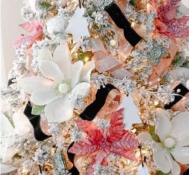 Miniatura 5 de Factory Direct Craft Tallo de magnolia artificial con purpurina blanca para decoración del hogar y festividades