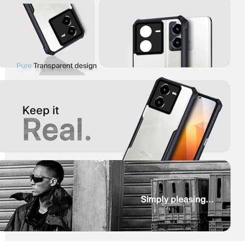 Image of Pikkme iQOO Z8 5G Back Cover | Crystal Clear Transparent Back | Ultra Hybrid | Full Camera Protection | Raised Edge | Bumper Back Case (Black)