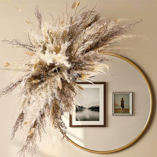 Layhit 1 Set Boho Dried Flower Wall Hanging 35 inch