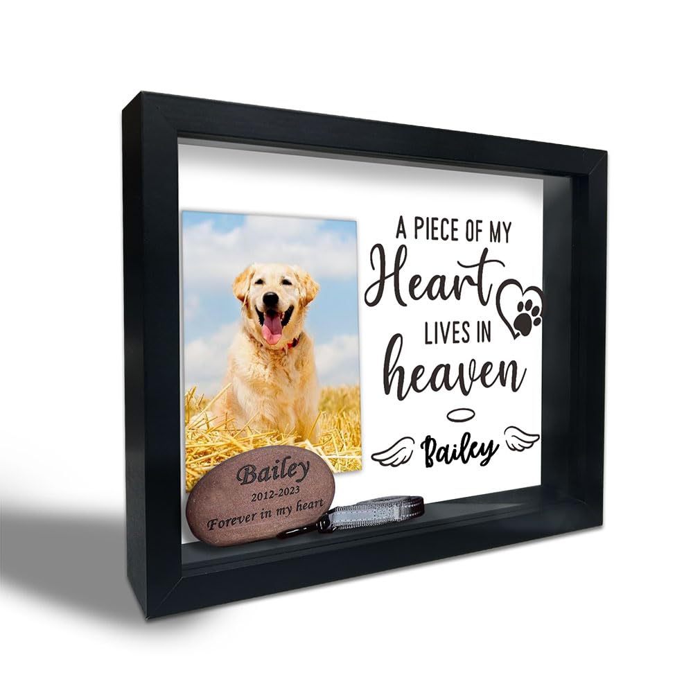 Pet Memorial Shadow Box Frame, Memorial Shadow Box with 10 DIY Adhesive Dots , Large Shadow Box Display Case for Tabletop and Wall Display, Sympathy Keepsake for Pet Lovers (10.6