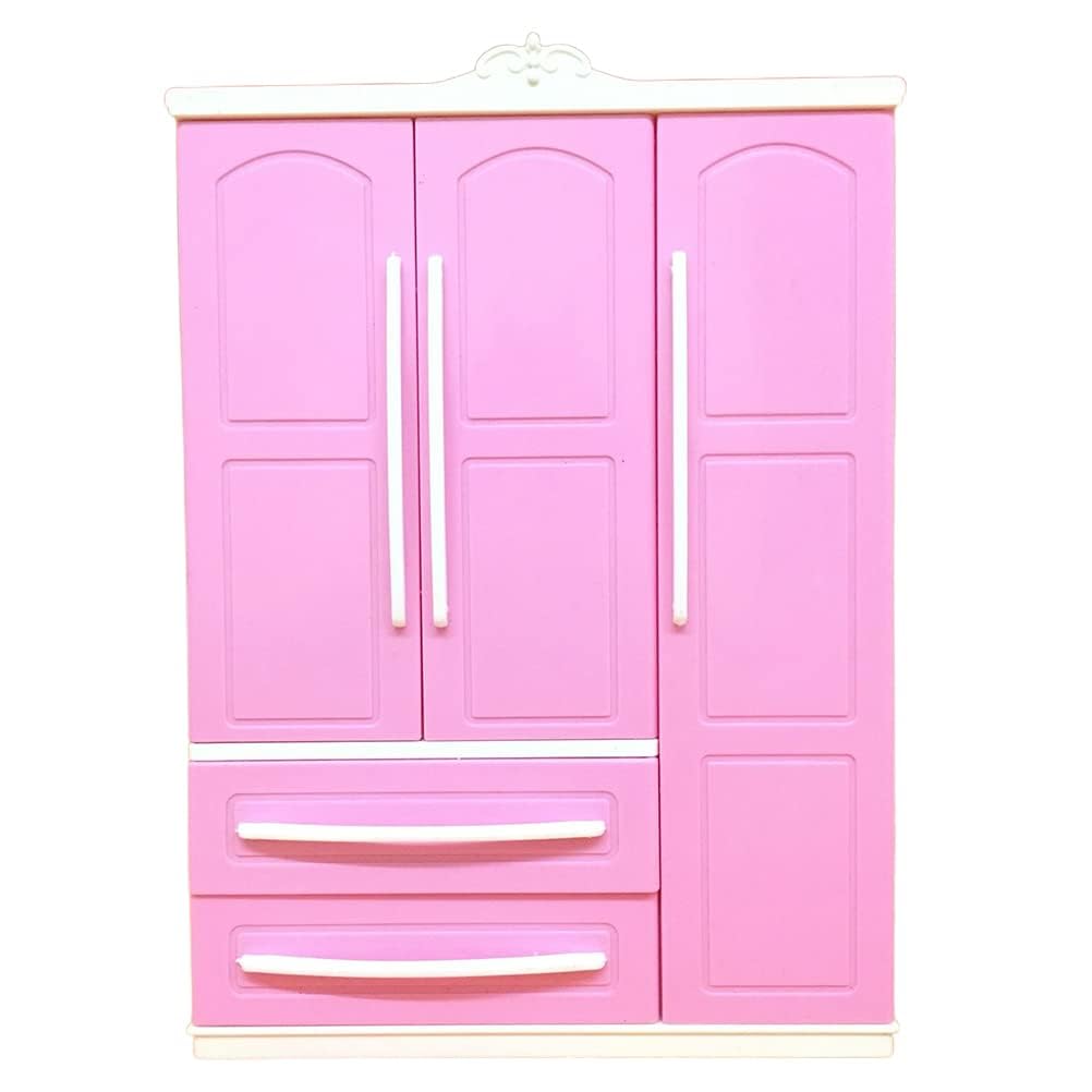 Syrisora Armario para muñecas organizador de ropa mini princesa muebles de armario adornos para casa de muñecas armario accesorios de juguete