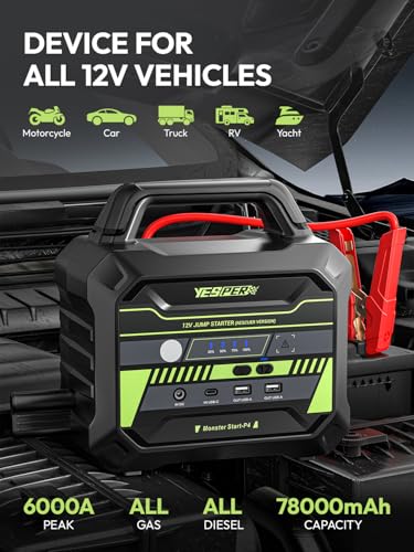 YESPER 78,000mAh 6000A Heavy Duty Car Jump Starter Pack - Image 2