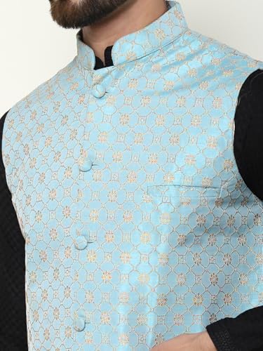 Image of SOJANYA (Since 1958 Men's Cotton Linen Maroon Kurta and White Pyjama with Mustard Cotton Nehru Jacket