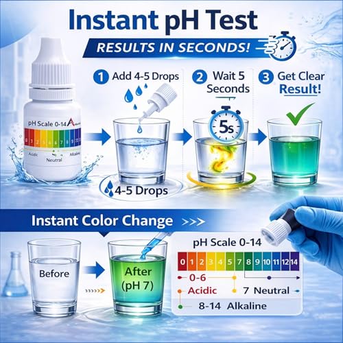 Image of pH Drop for pH Testing and Alkaline level, with Drop test for Alkaline for pH Water Testing with pH Color Chart, pH Test Kit, Litmus liquid universal Indicator (PH Testing-2Pcs)