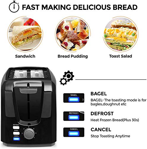 Toaster 2 Slice Best Prime Toasters Stainless Steel Black Bagel Toaster Evenly And Quickly With 2 Wide Slots 7 Shade Settings And Removable Crumb Tray For Bread Waffles #TOP2