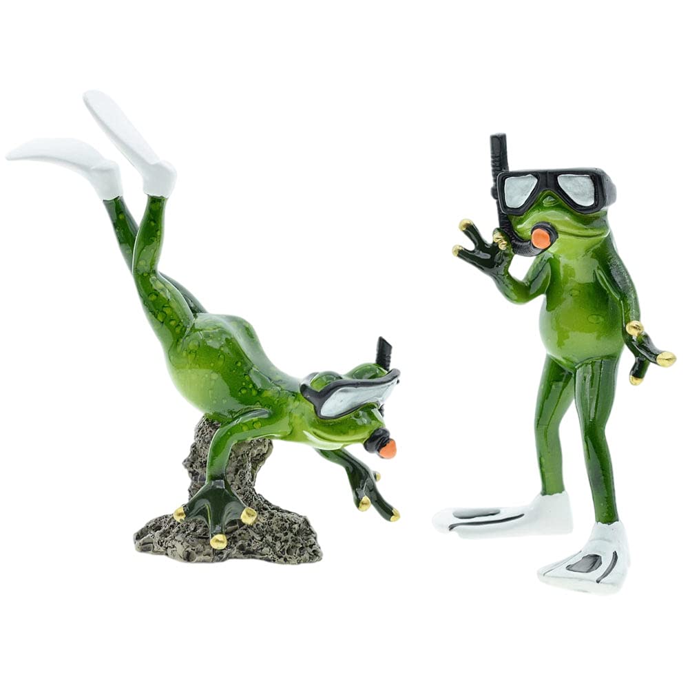 1 Paar Froschfiguren für Garten Grüne aus Kunstharz und Tischdeko