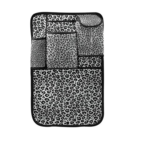 Image of Car Organizer Back Seat, Snow Leopard Print Gray Backseat Car Organizer with Multi Storage Pockets | 2 Bonus Hooks, Kick Mats Protector Travel Accessories(1pc) (2br3b)