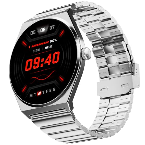 Image of Fire-Boltt Phoenix Nova Smartwatch 1.43 inch Slim Super AMOLED Display, 466x466 Pixel Always-On Display, Bluetooth Calling, Health Tracker for Men & Women Titan Silver