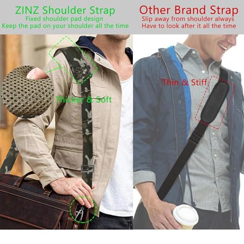 Image of ZINZ 79 inch Shoulder Strap, Extra-thick Fixed Cushion Pad and Dual Clasps Universal Replacement Strap with Metal Swivel Hooks for Laptop Bags, Luggage Bags, Camera, Crossbody(Camouflage Green)