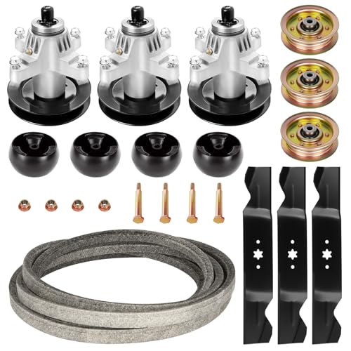 RZT50 618-04126 Rebuild Kit Fits for Cub Cadet MTD RZT50 RZT50VT ZT50 Troy Bilt Mustang XP 50 Deck 3 Spindles 618-04125 918-04125 3 Blades 742-04053 742-04053 Idlers 754-04044 Belt 734-0415 Wheel