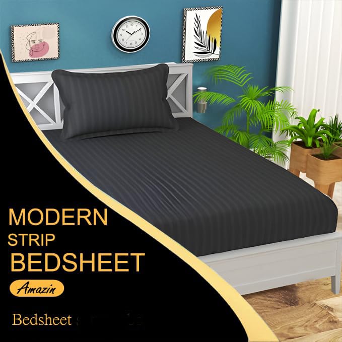 Image of 220 Cotton Feel 1 Single Bedsheet with 1 Pillow Cover (90X60 Inch) Grey
