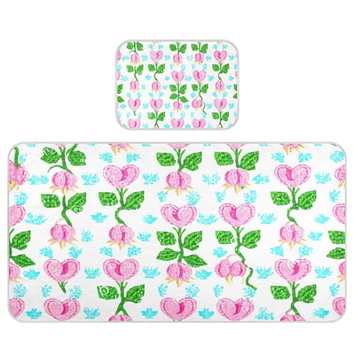 SEHANY Elegant Herb Flowers Toddler Mattress Pads for Summer, Keep Cool Breathable Ice Silk Baby Bed Mat for Boys Girls, Soft Sweat Absorbent Crib Sheets Cover Fits Standard Crib