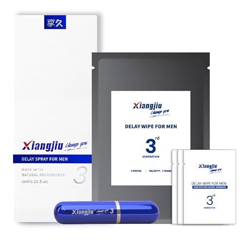 Xiangjiu Delay Spray for Men 3rd Generation 6ML Bundle with Delay Wipes 3rd Generation 3 PCS, Prolong Climax in Bed