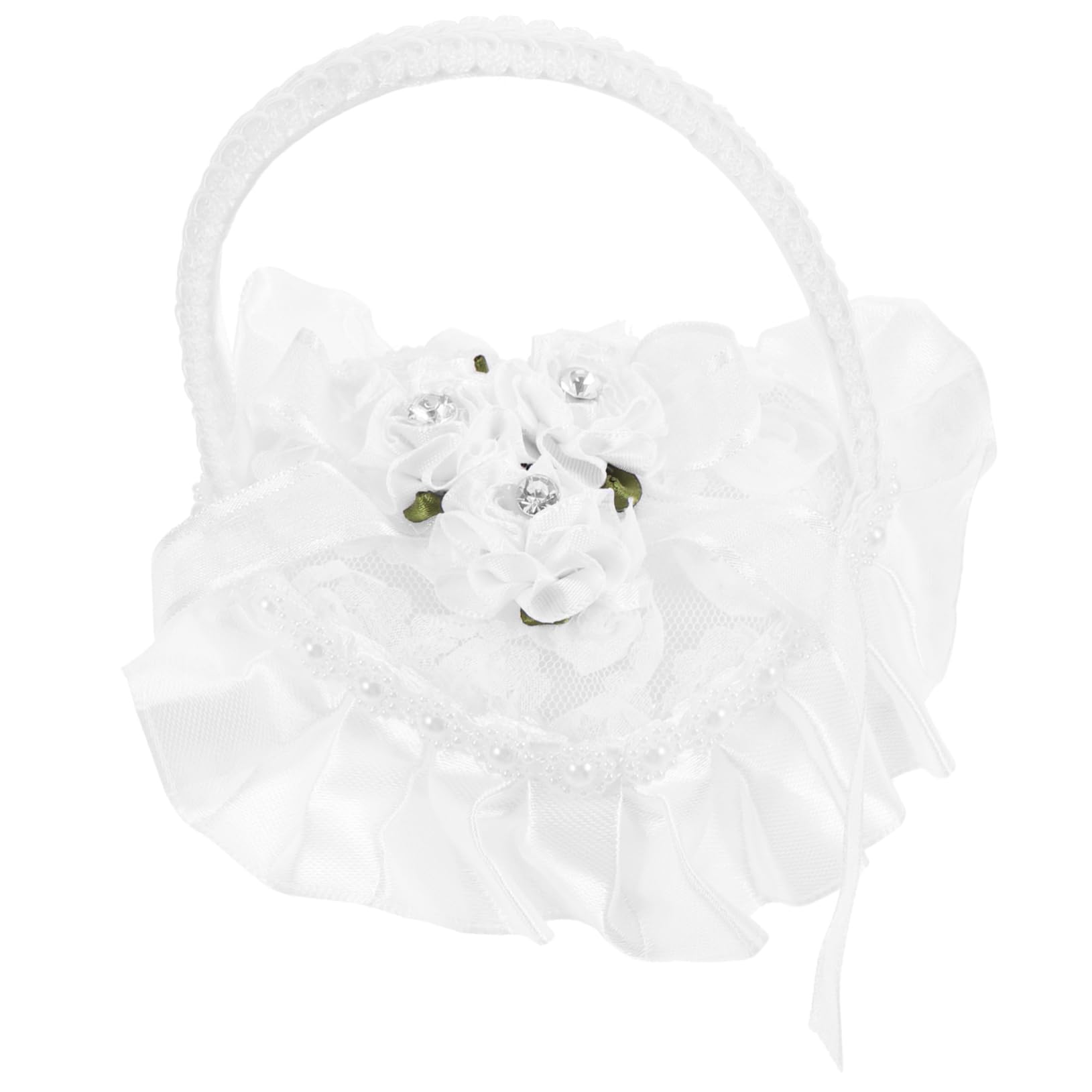 PRETYZOOM Heart Shaped Lace Wedding Ring Pillow Satin Engagement Ring Holder with Handle Elegant Wedding Decoration for Ceremonies and Special Occasions