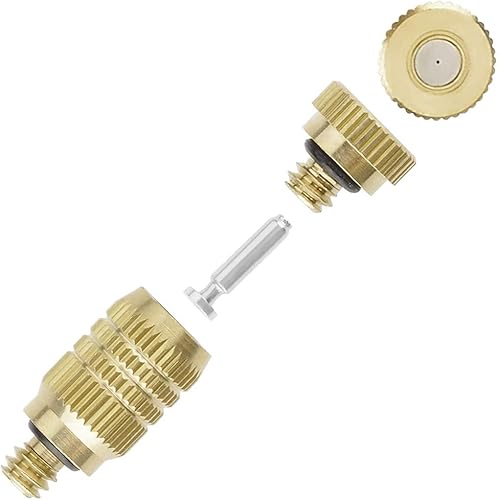 Miniatura 2 de Boquilla de nebulización de latón, paquete de 10 pulverizadores de alta presión 1024 UNC para exteriores antigoteo con cabezal de rociado, puntas de