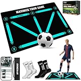 Fussball Matte 120x80cm Fußball Trainingsset Mit Schulungsvideo Rutschfesten Fussballsocken – Fußball Trainingsmatte Für Ballkontrolle & Schritt-üBungen Fussballmatte Training Kinder