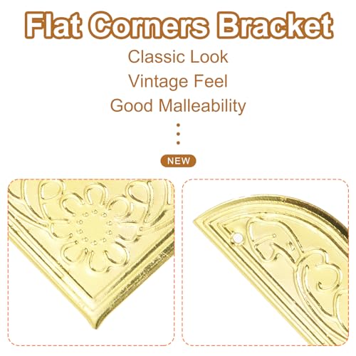Image of uxcell 30pcs Vintage Corner Protector 2 inchx2 inchx0.3 inch Decorative Metal Edge Corner Protectors Brackets with Mounting Nails for Box Wooden Case Chest Table Desk Gold