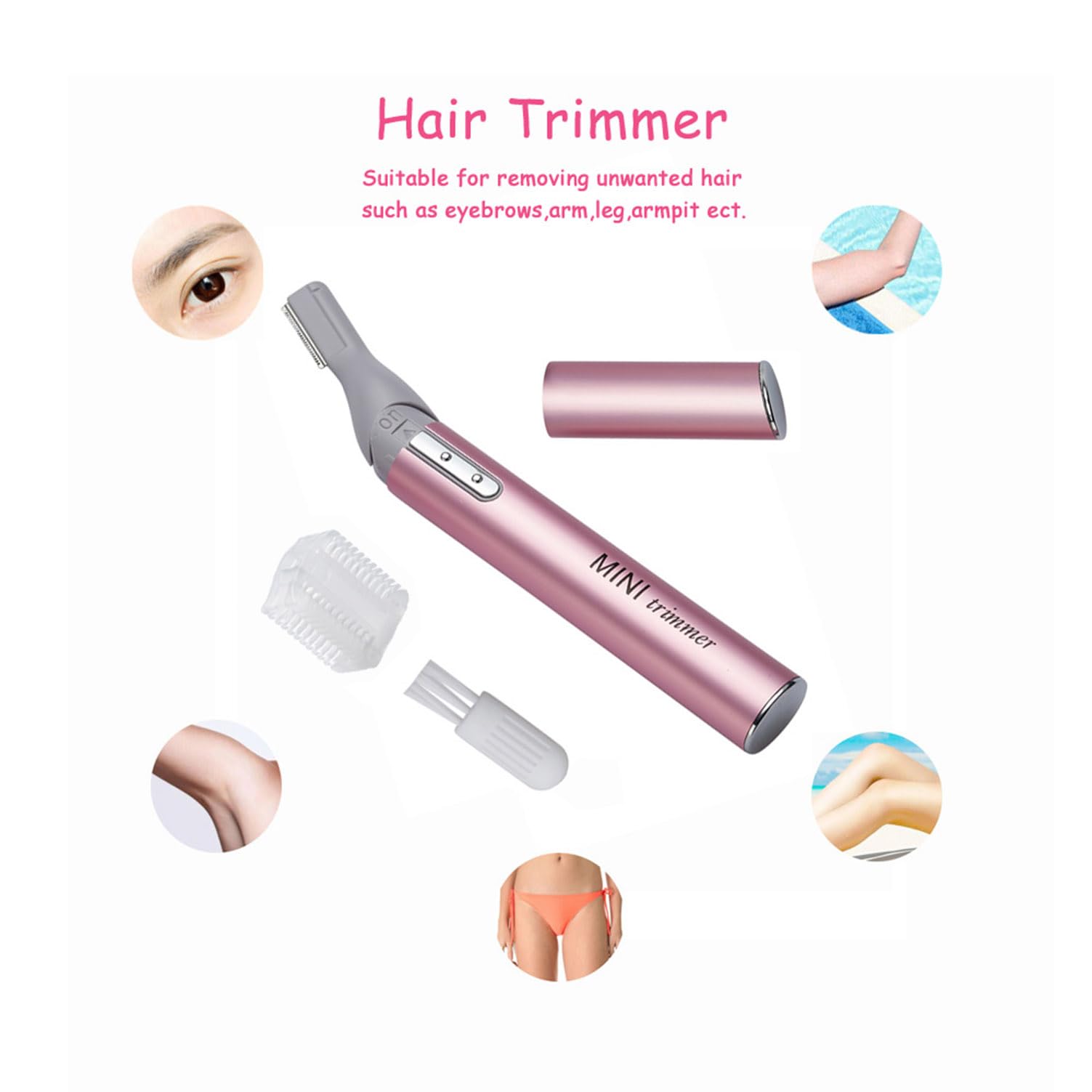 Mini Máquina de afeitar eléctrica bikini facial de precisión de la afeitadora de cejas Kit de afeitar de la pierna de la pierna del cuerpo removedor de pelo (funciona con batería).