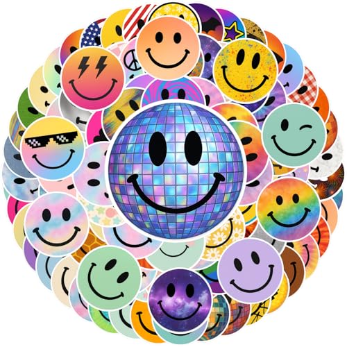 107 Pcs Smiley Face Stickers Smiling Stickers for Water Bottle Teaching Rewards Notebooks Stationery Toy Laptop Notebook Cup Phone Case Skateboard 2.5 Inch Diameter