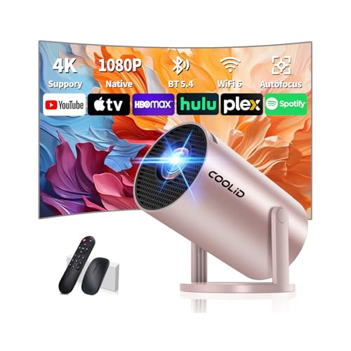 Mini Proiettore Full HD 1080P, Proiettore Portatile Videoproiettore [App integrata] WiFi 6 Bluetooth 5.4 Proiettore Auto Keystone, Chiavetta TV/USB/Laptop/HDMI/iOS, con Cavo HDMI -RoseGold
