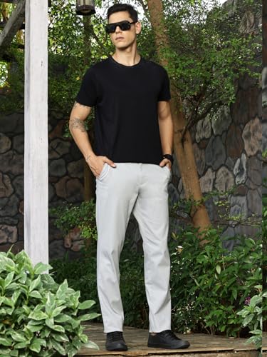Image of Thomas Scott Men's | Solid | Light Weight | Breathable Fabric | 4 Pocket | Mid Rise | Regular Fit | Cotton Blend | Button Waist | Chino Trouser | Pants
