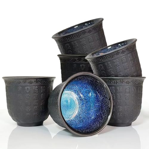 NIUKOMY Japanische Porzellan Teebecher 6er Set, Chinesische Keramik...