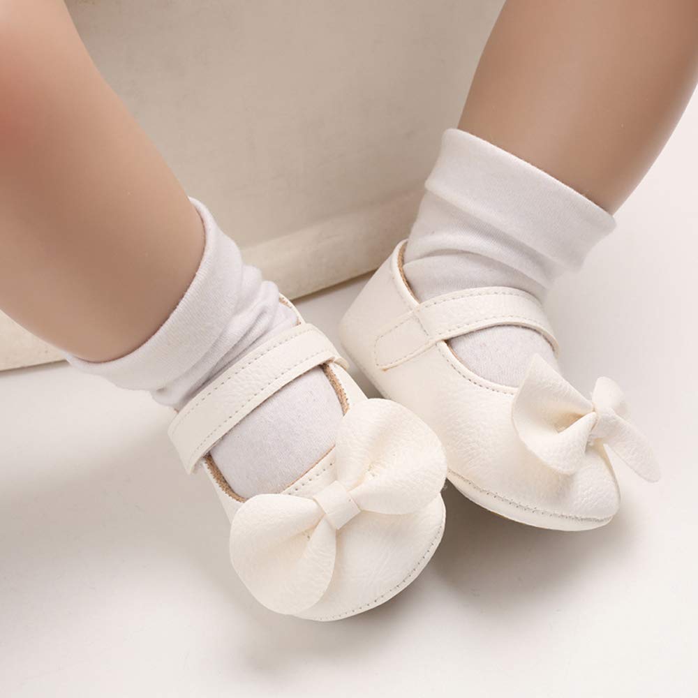 LACOFIA Baby Girls Anti-Slip First Walking Shoes Infant Bowknot Mary Jane Princess Party Shoes Prewalkers — view 2