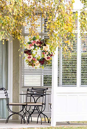 Delicaft Large Peonies Hydrangea Wreath Door Wreath - Handcrafted Wreath For Home Wall Decor (Champagne) #TOP7