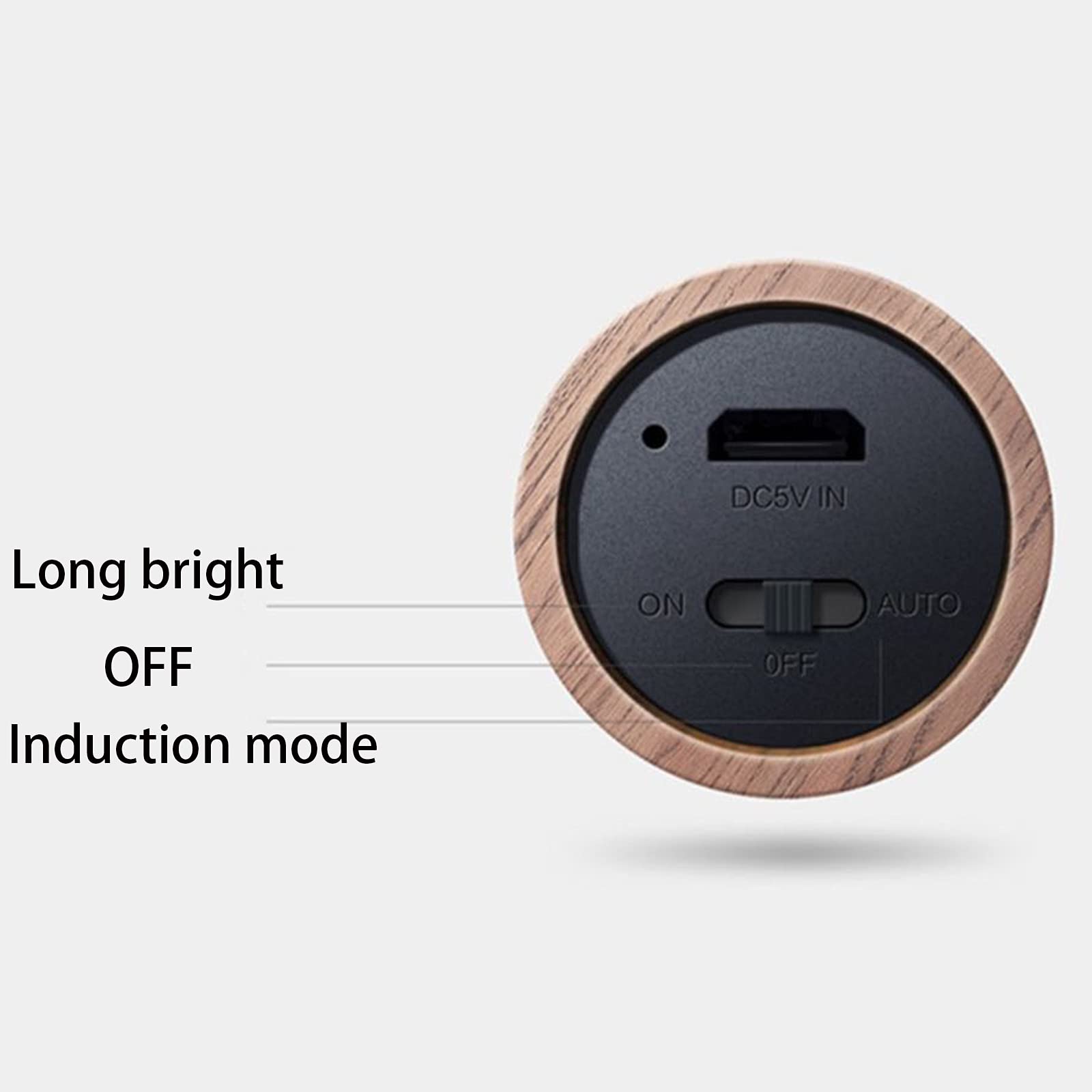 Lámpara de pared LED de madera con interruptor Lámpara de pared interior moderna Sensor de movimiento Luces de aplique inalámbricas recargables por USB Luz nocturna magnética sin perforaciones 3000 K