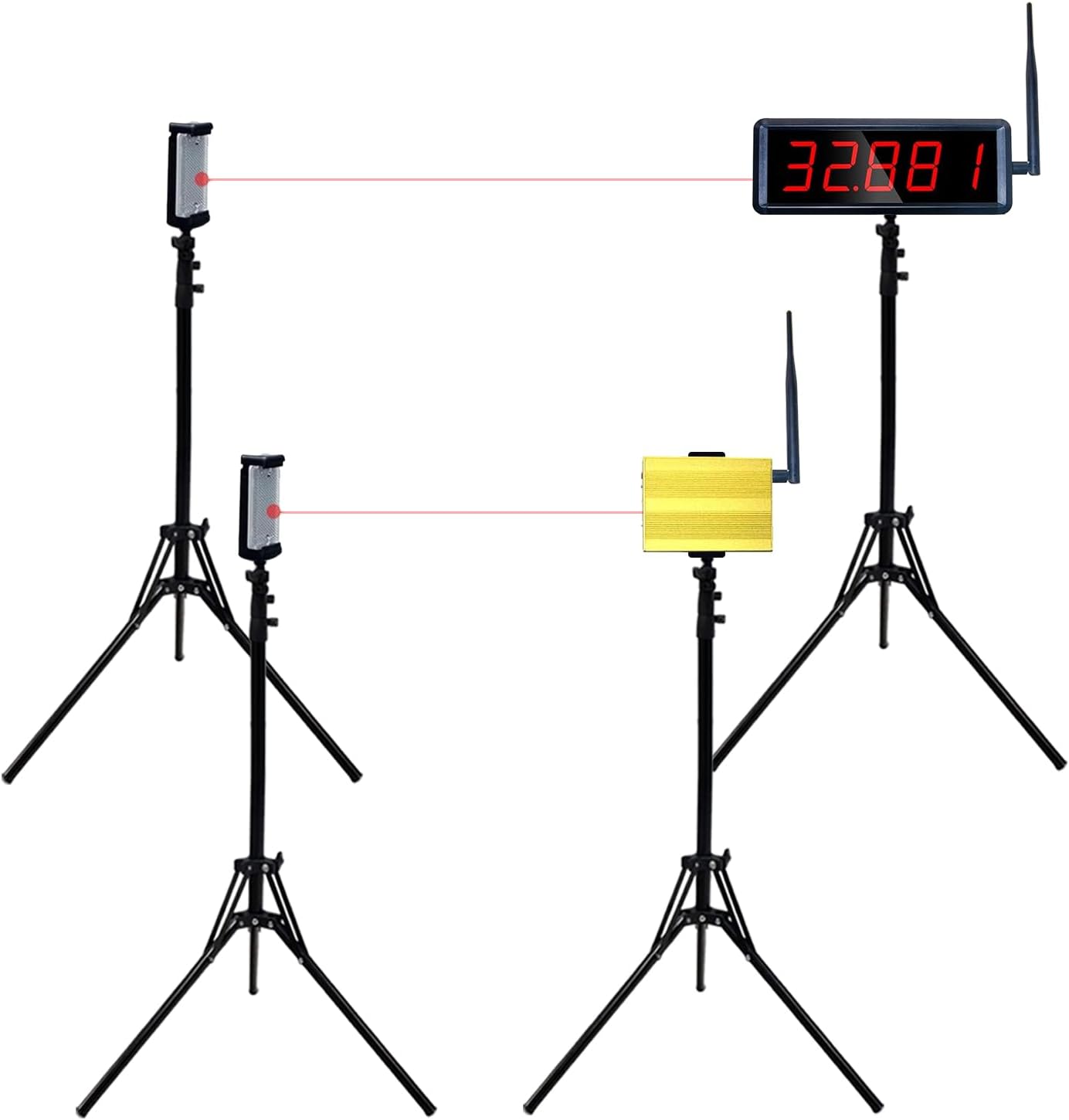 Wireless Laser Timer for Sprints, Stopwatch for Track 40 60 Yard Dash, Laser Sprint Timer System, Race Clock for Running/Track Field/Speed Tranning(High Stand)