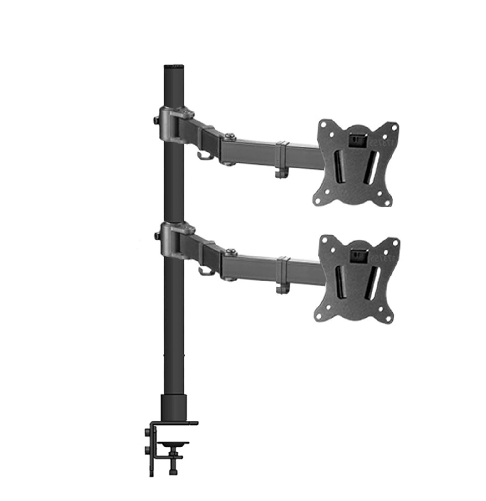 TKJfdTY Dl-T902L-D 10-27" Steel Double Monitor Screen Desktop Stand Table Holder Lcd Tv Mount Tilt 360 Rotate Vesa 75 100 Long Arm