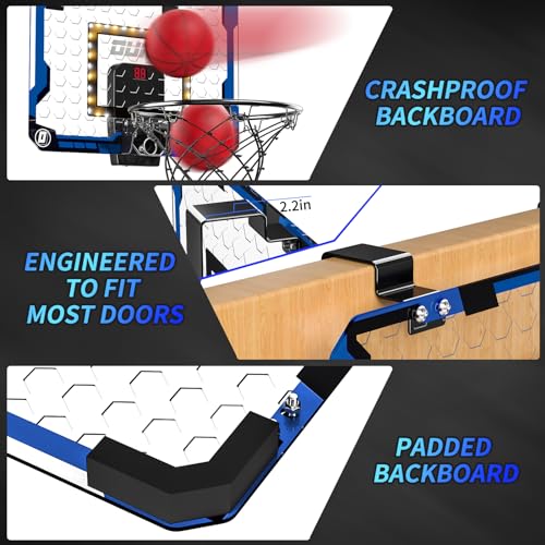 TEMI Basketball Hoop Indoor With 4 Balls, Over The Door for Kids and Adults, Toy Gift for Boys Girls Age 3-12 Years - Image 4