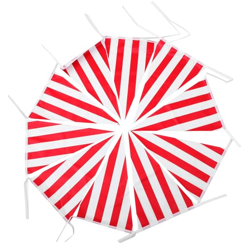 Uonlytech Banderín Colgante de Rayas Rojo y Blanco Guirnalda de Fiesta de PE para Carnaval Cumpleaños y Decoración Interior y Exterior Metros