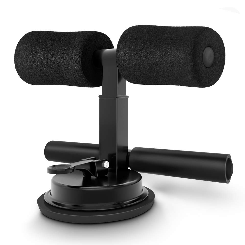 Dioppor Portable Sit Up Bar for Floor, Sit Up Assistant Device Machine with Suction Cup,Portable Sit Ups Aid 4/3 Height Adjustable for Home Gym Workout Abdominal Muscle(black2)