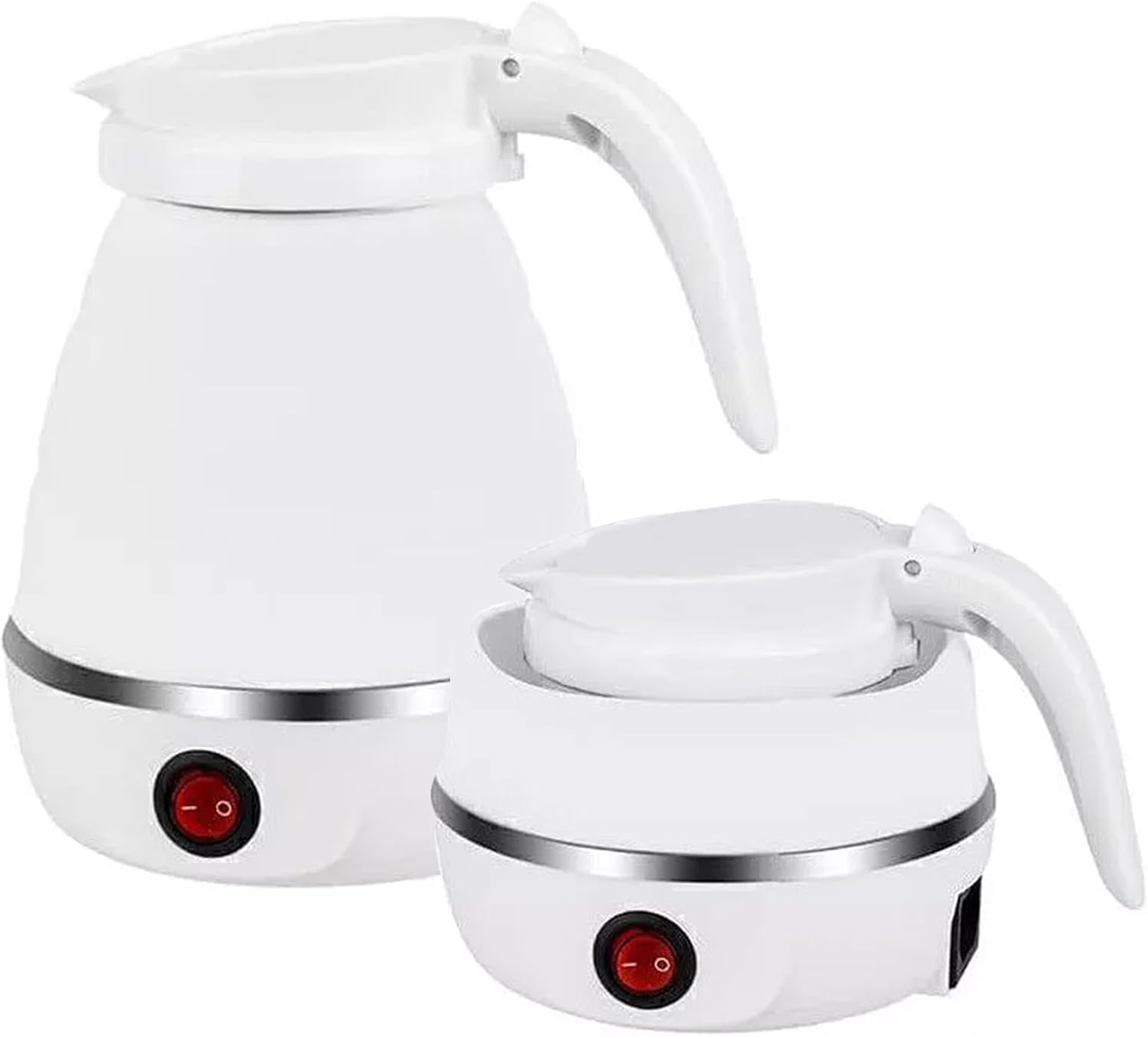 Collapsible Travel Kettle To Take On Holiday | Foldable Camping Kettle, Fast Boiling, Silicone Material | Compact Mini for Backpacking, Hotels, & Outdoors (White)