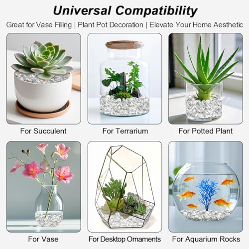 Image of Mini Glass Gems Flat Bottom Marble Beads for Vase Aquarium Fish Tank | Mixed Color Flat Marble Beads Decorative Vase Filler For Planter Crafts Home Art Decor (Transparent, 1 Pound)
