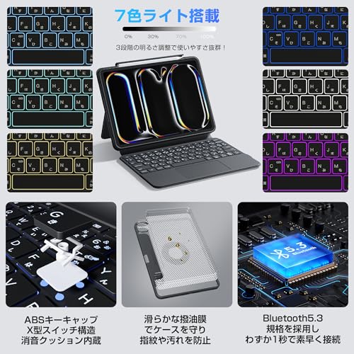 Sencela 2025新登場 ipadキーボード JIS日本語配列 マジックキーボード トラックパッド搭載 iPad Pro 第1/2/3/4世代 M3 M4 対応 11インチ対応 の商品画像 6