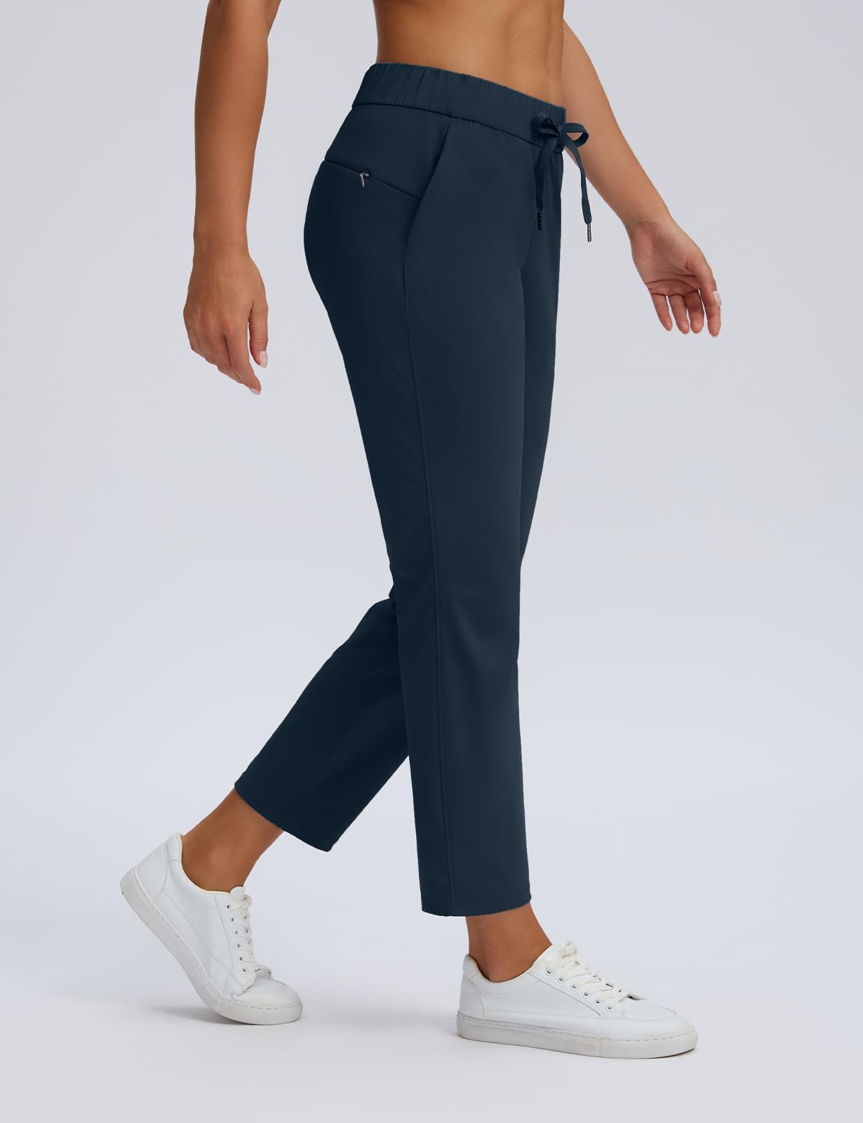 Bobobigo Women's Golf Pants with Deep Pockets Stretch 7/8 High Waisted Travel Pants Ankle Pants Casual Navy M