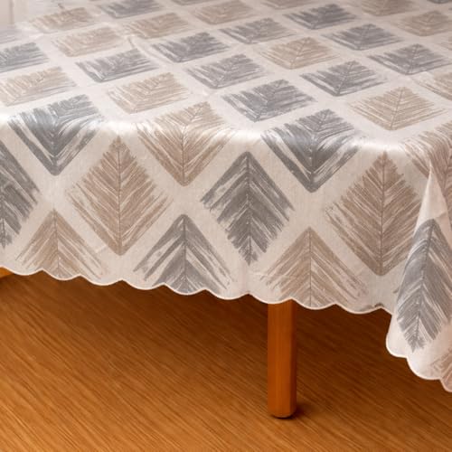 Image of Homerz Premium Waterproof PVC Sparkle Table Cover Collection | Table Cover with Scallop Edges | Dust, Spill & Scratch Resistant (Rustic Leaf Harmony, 60 inch- Round)